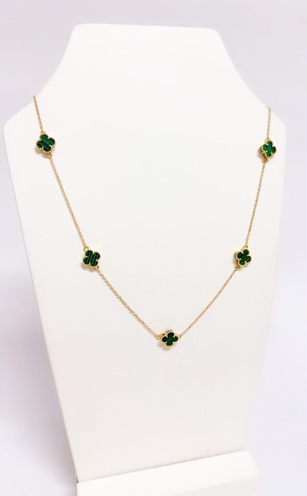 Gargantilha ouro amarelo trevo verde 18k (750) - Image 3
